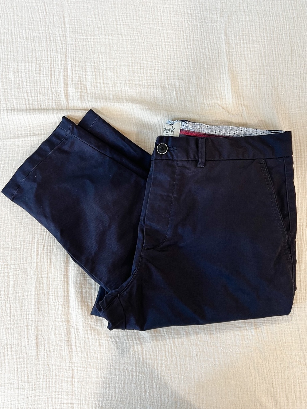 Perk Men’s 35 x 32 Navy Slim Fit Stretch Chino Dress Pants